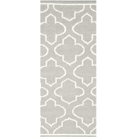 Safavieh 2 ft. -6 in. x 4 ft. Runner Contemporary Dhurries- Grey and Ivory- Flatweave Rug DHU625B-24